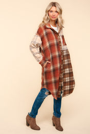 Flannel Plaid Oversized Shacket with Pockets