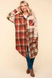 Flannel Plaid Oversized Shacket with Pockets