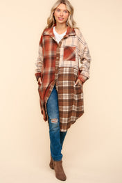 Flannel Plaid Oversized Shacket with Pockets