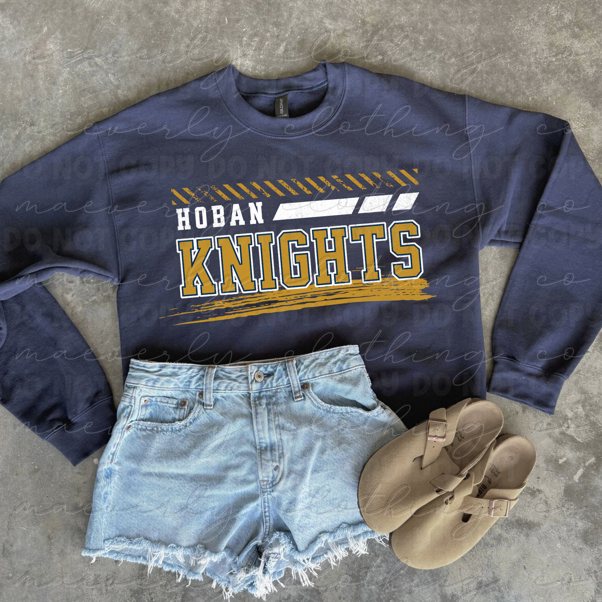 Hoban Knights Grunge Time Mascot Tee/Crewneck