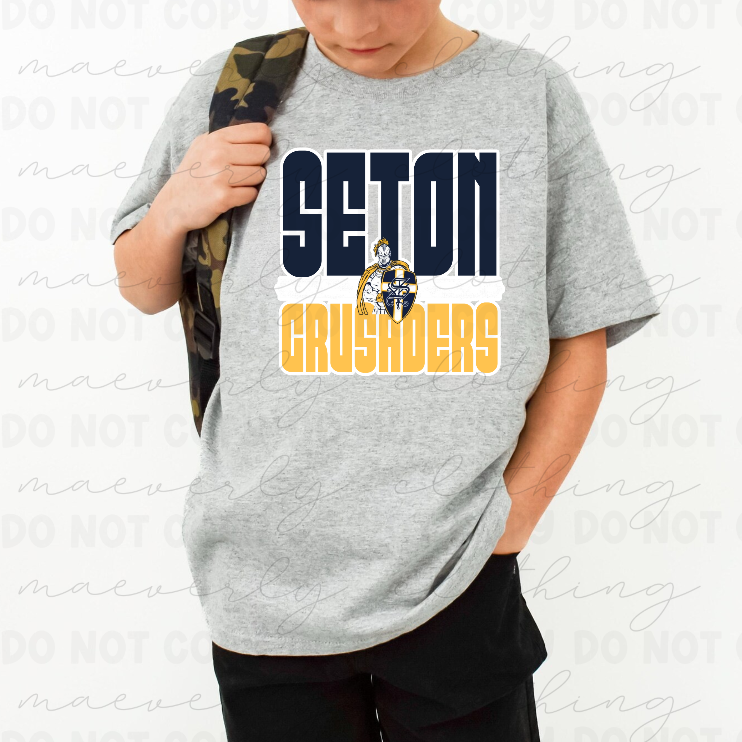Seton Bold Block Stack Tee/Crewneck