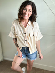 Peachy Keen Button-Up Top PREORDER