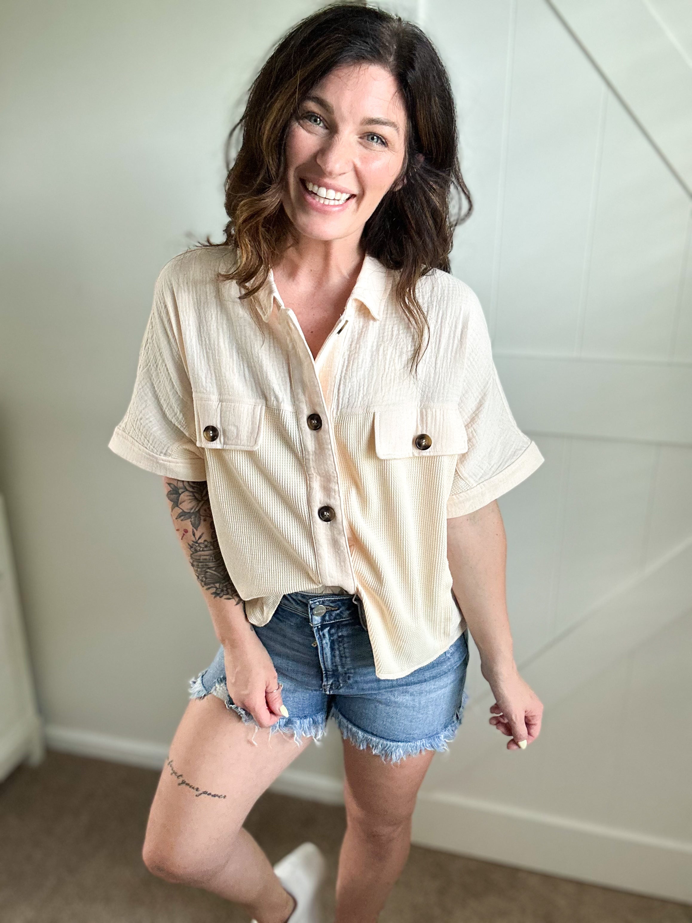 Peachy Keen Button-Up Top PREORDER