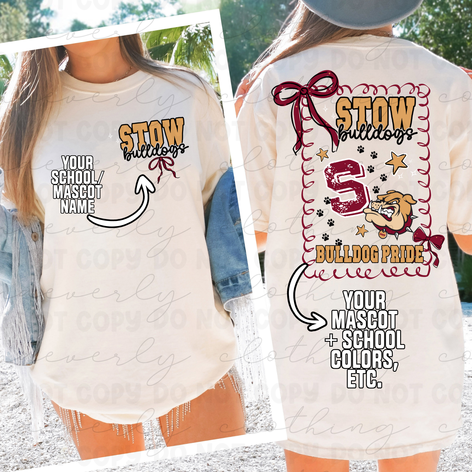 Custom Coquette Spiritwear Graphic Preorder - - ANY SCHOOL/TEAM