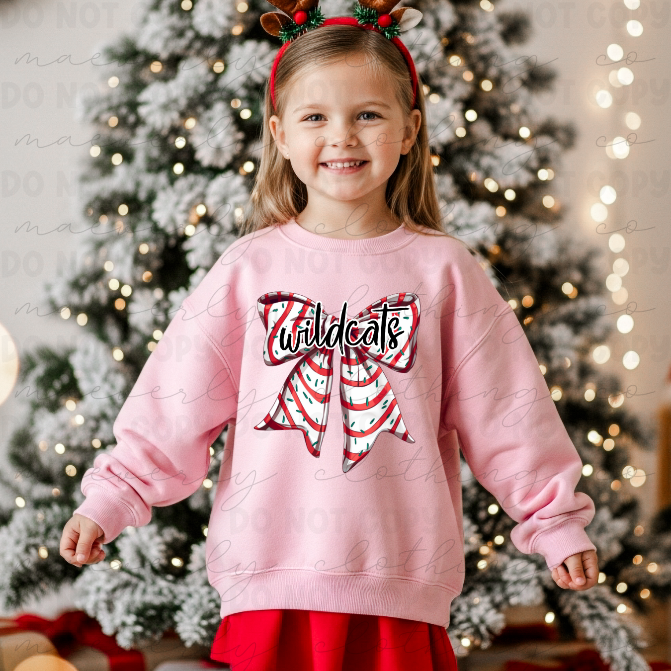 Your School/Mascot Christmas Cake Bow Tee/Crewneck