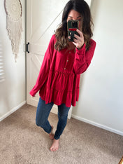 Double Trouble Ruffle Hem Blouse - PREORDER