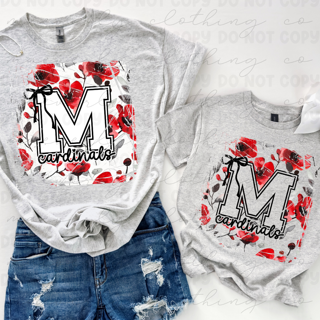 Mentor Cardinals Spirit Bloom Tee/Crewneck