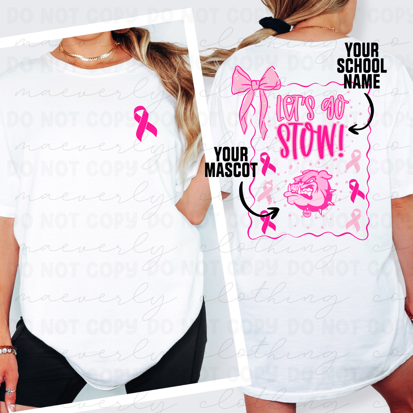 Your School/Mascot Pink Out Coquette Graphic