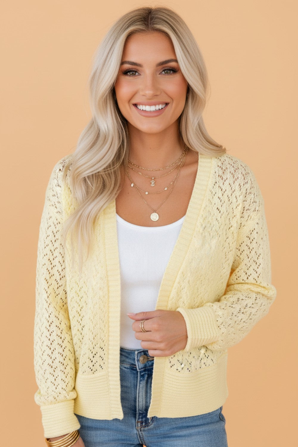 Lemon Drop Pointelle Cardigan PREORDER