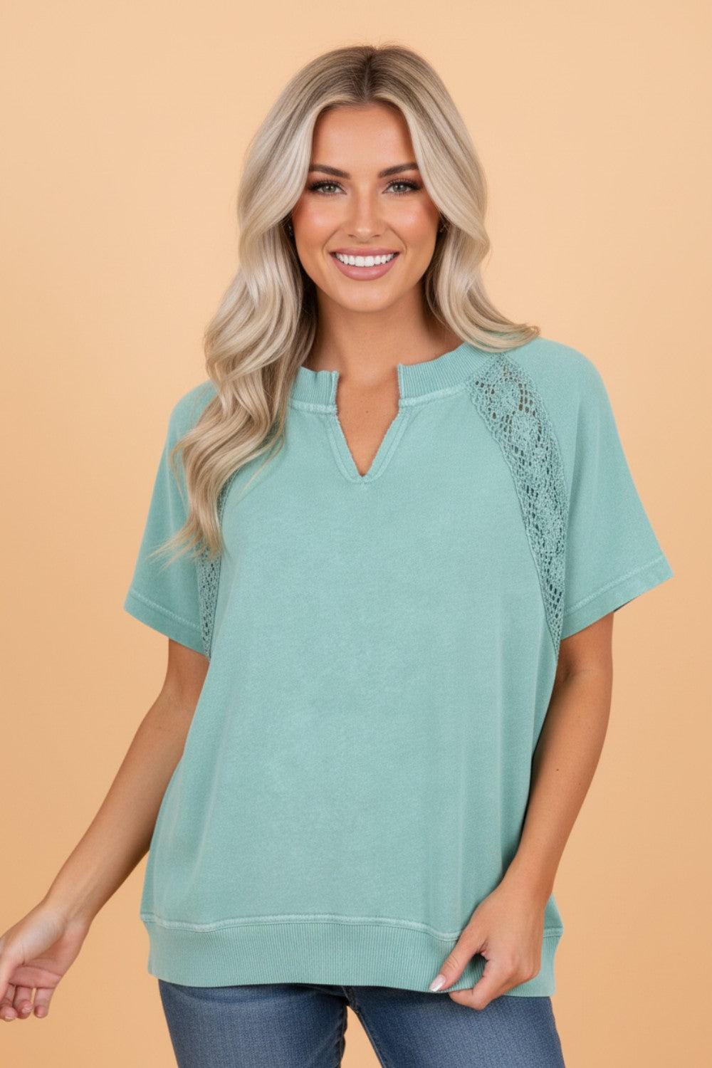 Sweet & Simple Lace Trim Top PREORDER