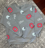 Custom Distressed All Over Crewneck Sweatshirt - Your School, Your Mascot
