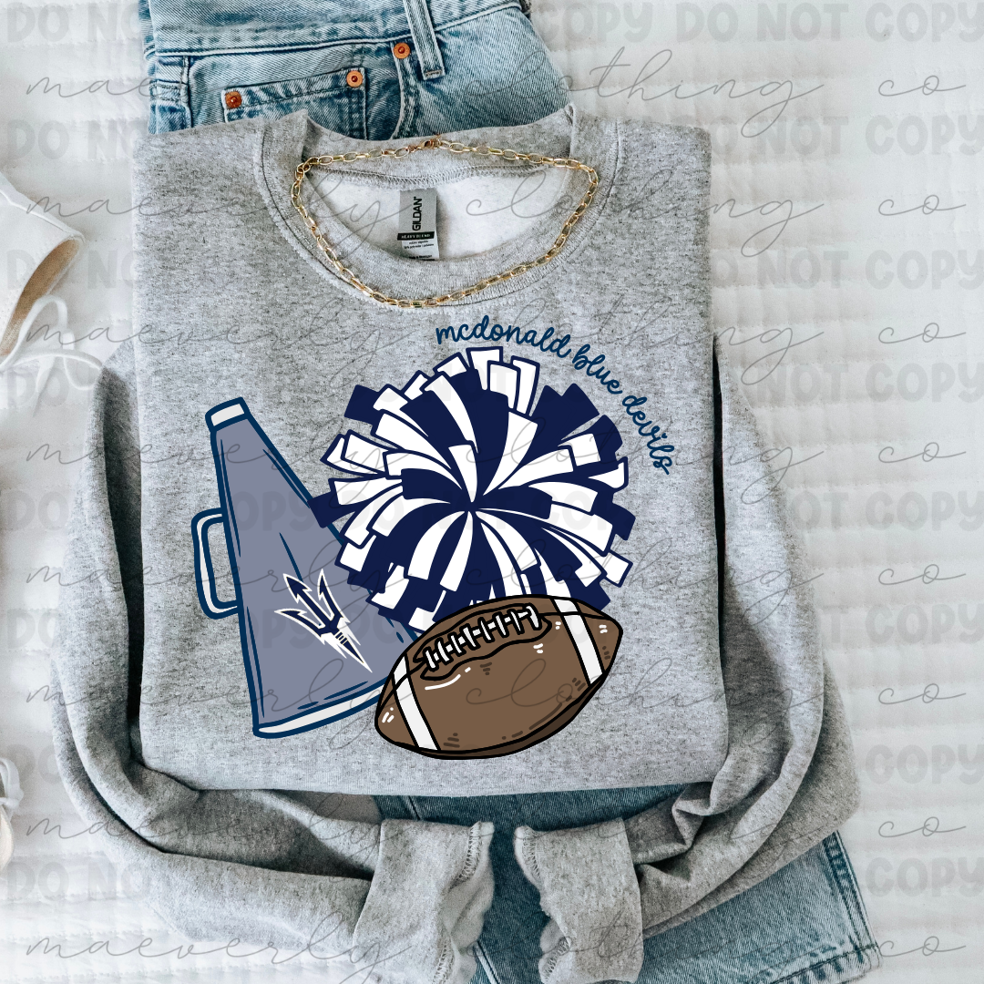 McDonald Blue Devils Football Tee/Crewneck