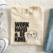 Work Hard & Be Kind Otter Varsity Tee/Crewneck