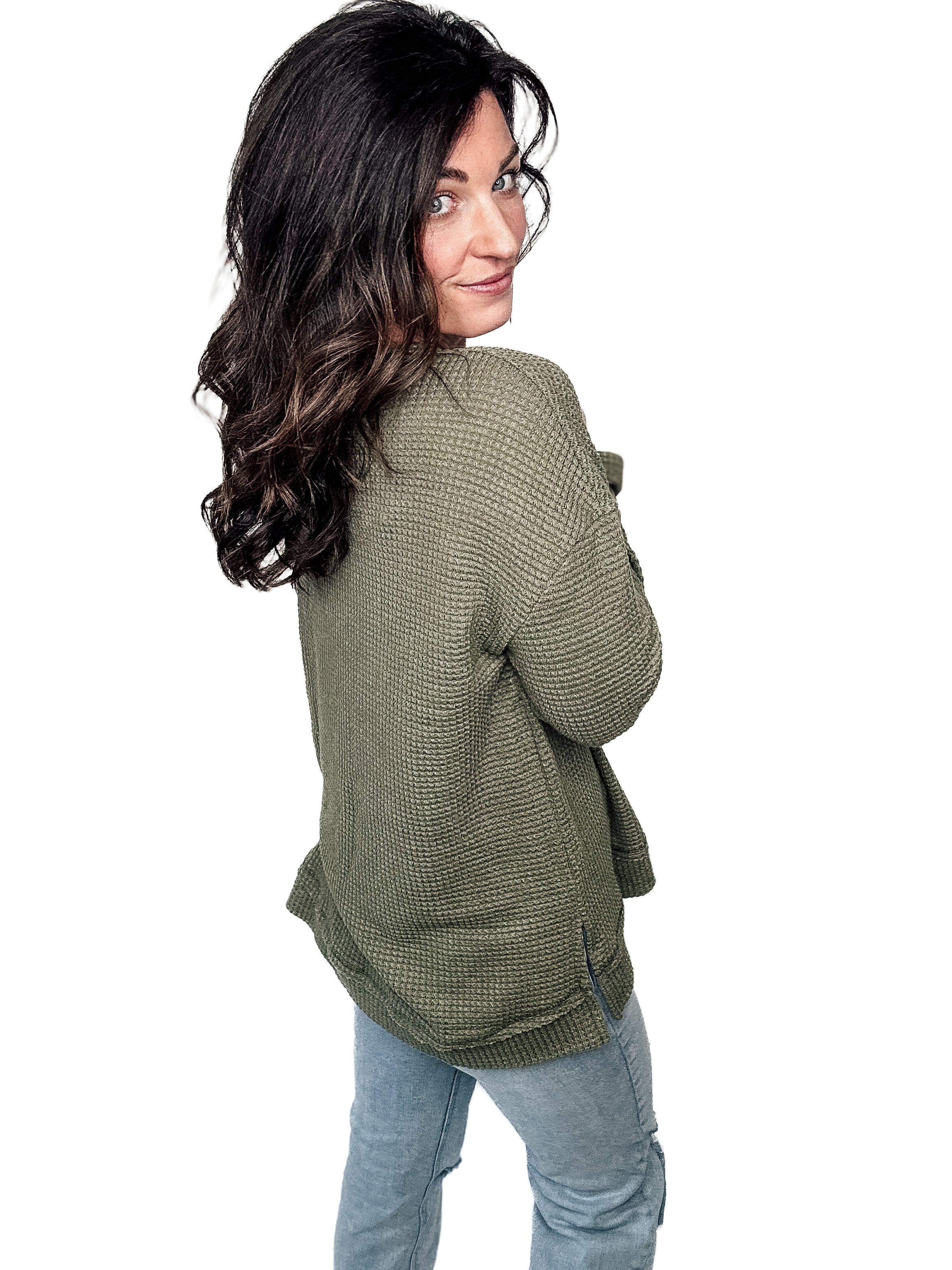 Cozy Vibes Waffle Knit Sweater - PREORDER