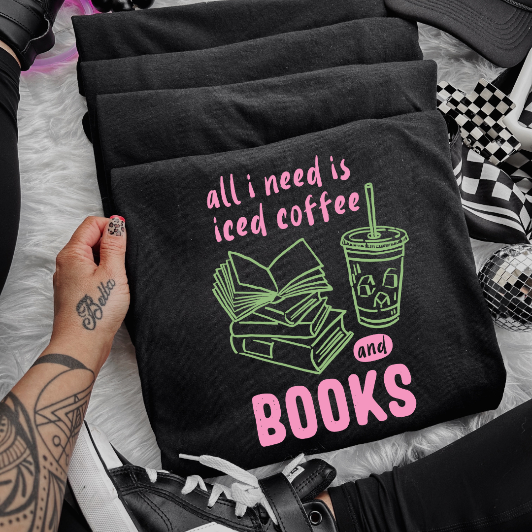 Iced Coffee + Books Tee/Crewneck