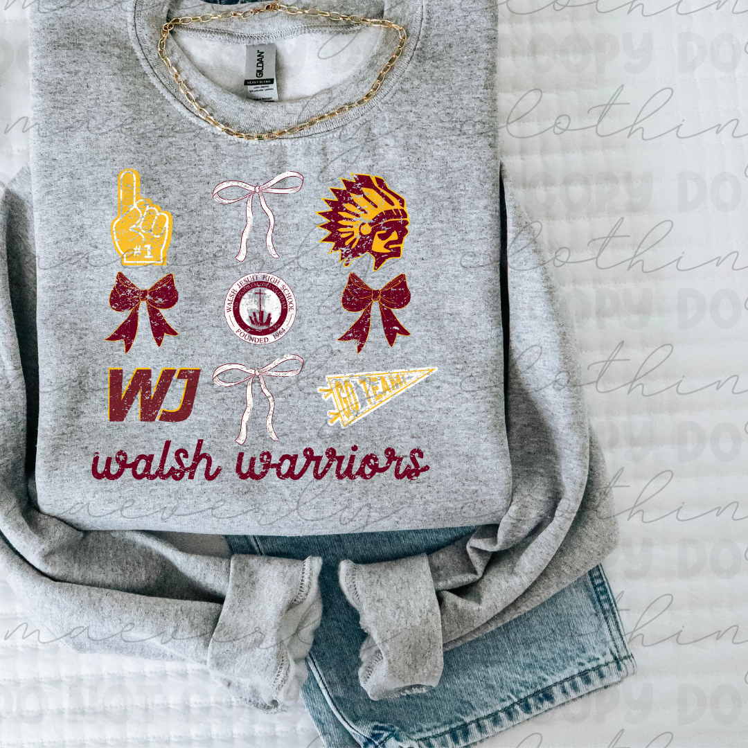 Walsh Warriors Coquette Spirit Squad Collage Tee/Crewneck