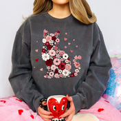 Floral Cat Valentine Tee/Crewneck