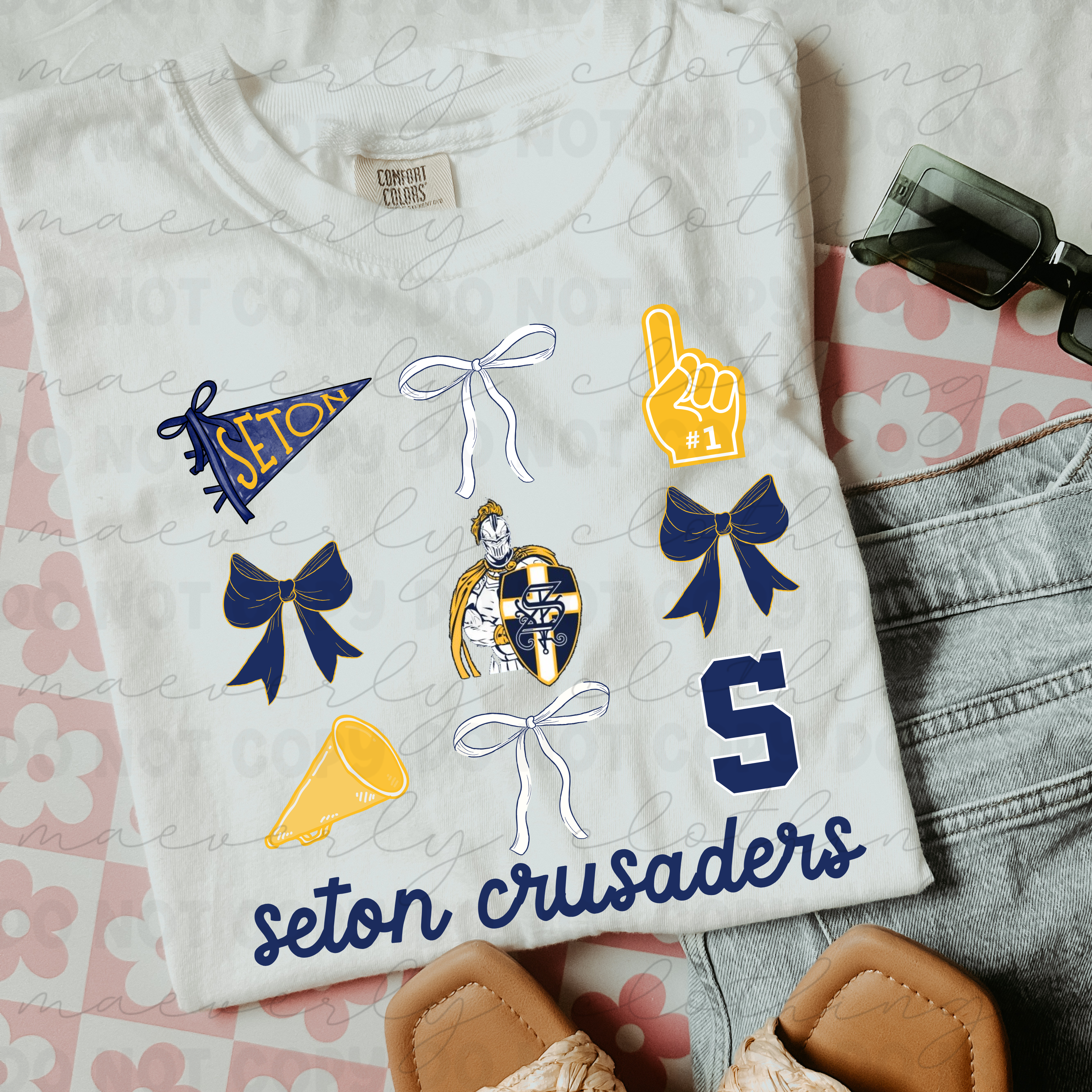 Seton Coquette Spirit Squad Collage Tee/Crewneck