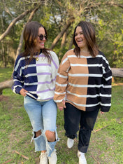 Exceptional Thought Striped Patchwork Sweater  - PREORDER