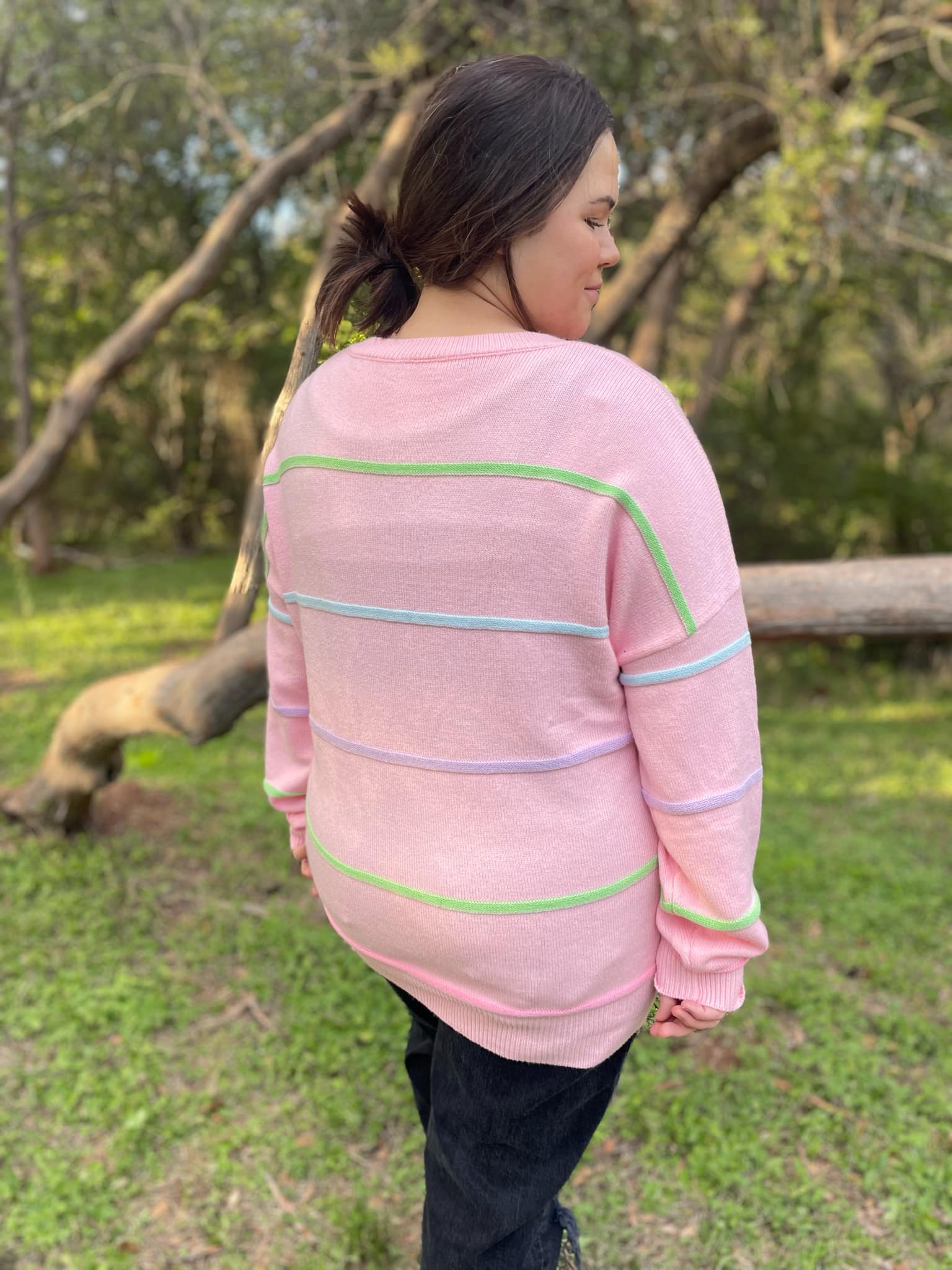 Just Too Good Rainbow Striped Sweater - PREORDER