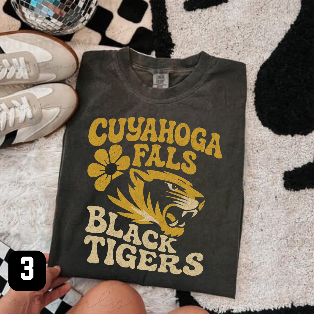 Retro Cuyahoga Falls Black Tigers Spiritwear - Preorder