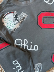 Custom Distressed All Over Crewneck Sweatshirt - Your School, Your Mascot