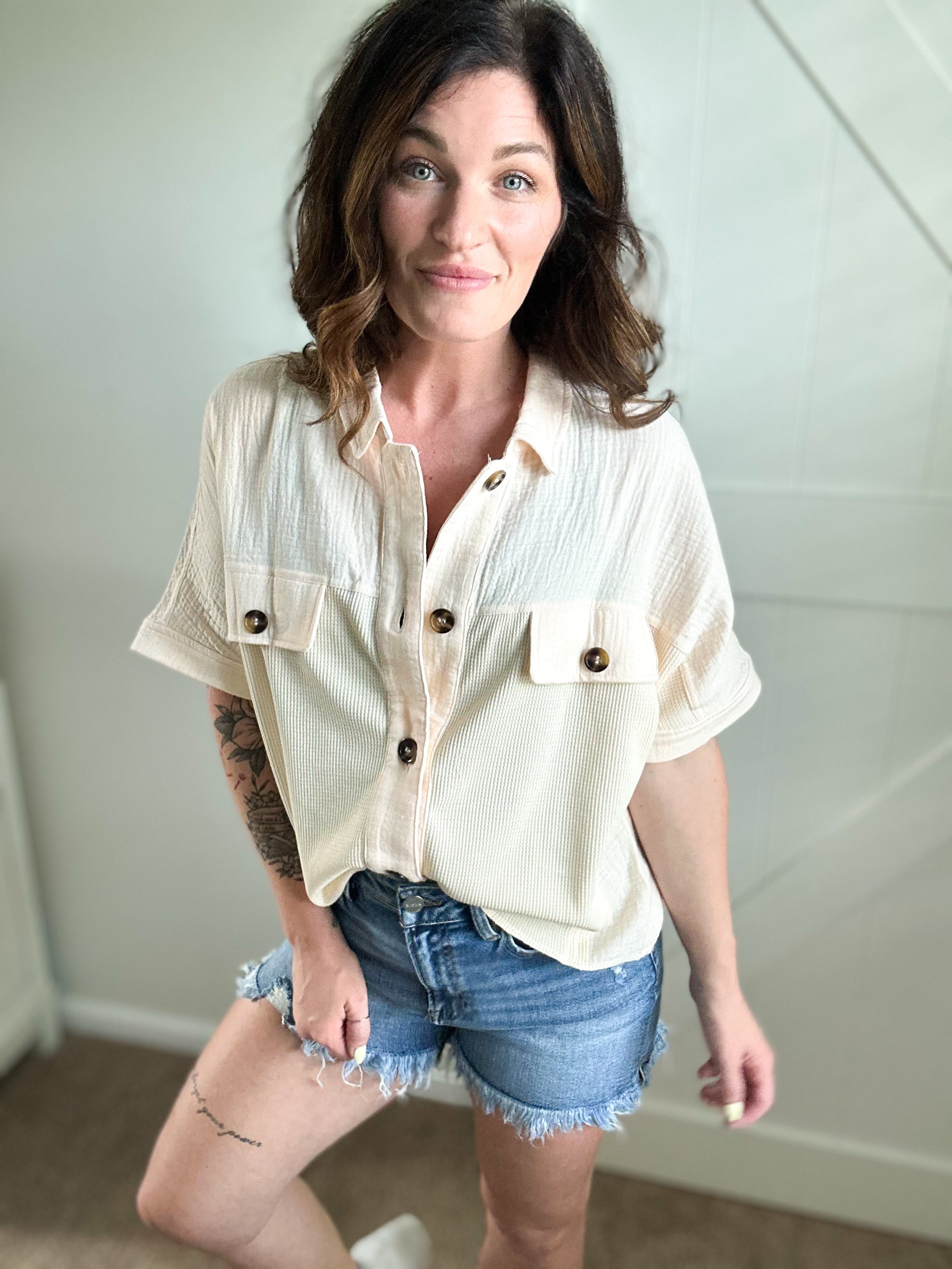 Peachy Keen Button-Up Top PREORDER
