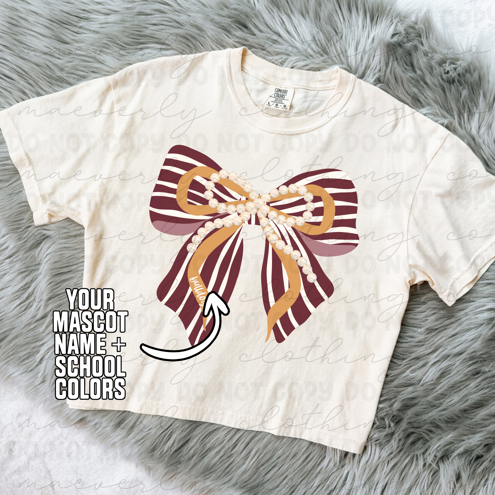 Your School/Mascot Stacked Bow Tee/Crewneck
