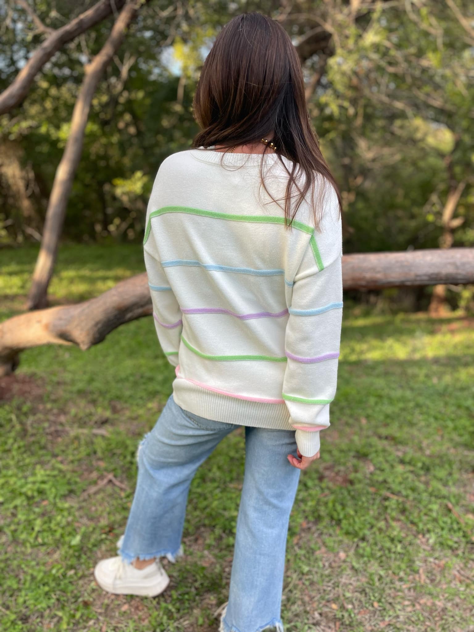 Just Too Good Rainbow Striped Sweater - PREORDER