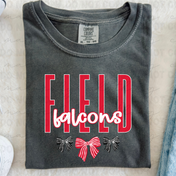 Field Falcons Stacked and Bows Mascot Tee/Crewneck