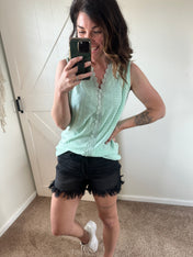 Eyelet Lace Detail V-Neck Tank - PREORDER