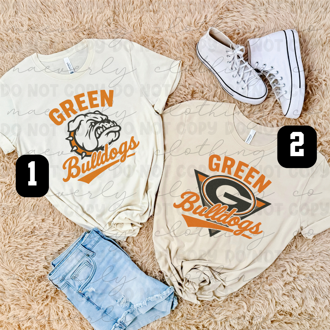 Retro Green Bulldogs Spiritwear - Preorder