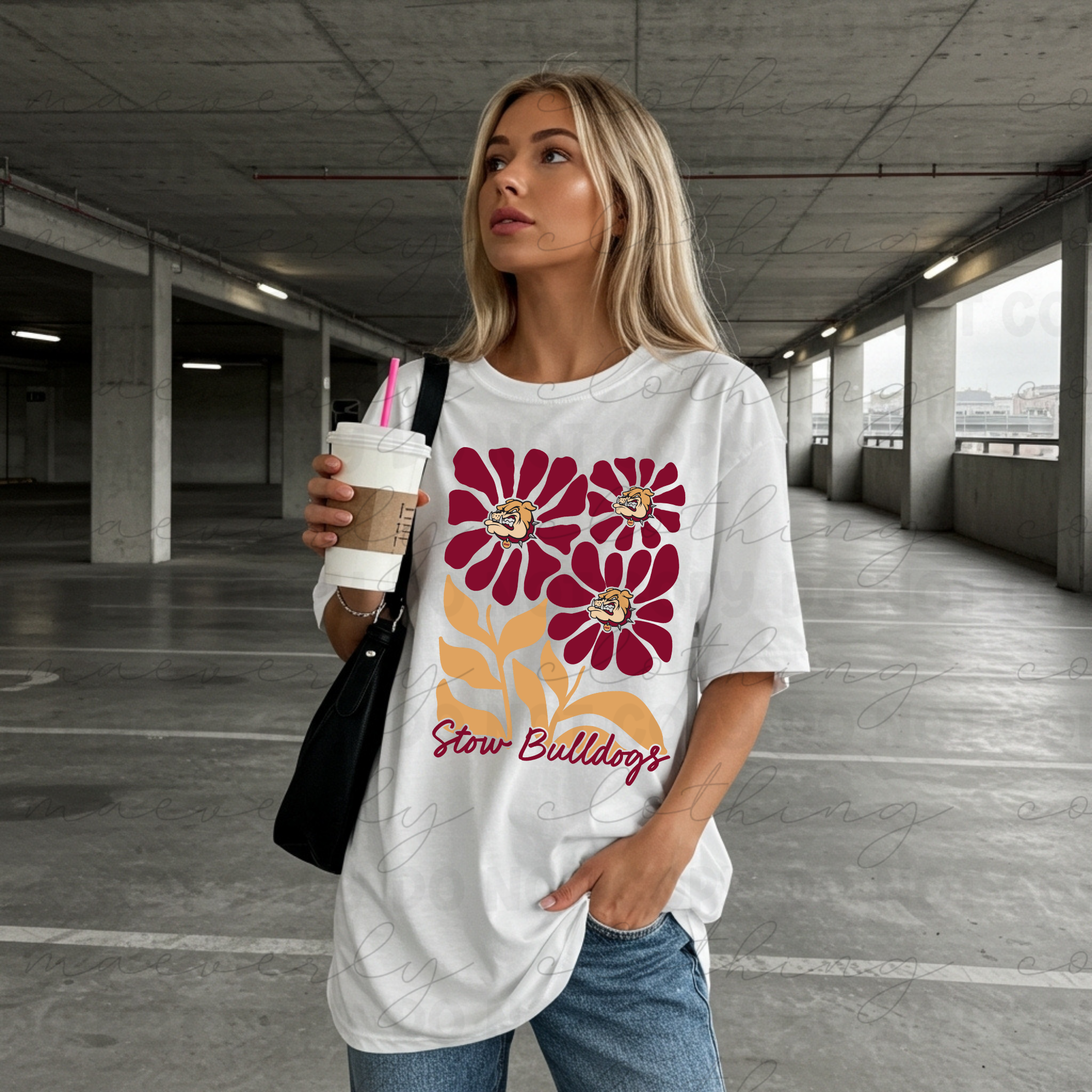 Any School/Any Team Floral Retro Mascot Graphic