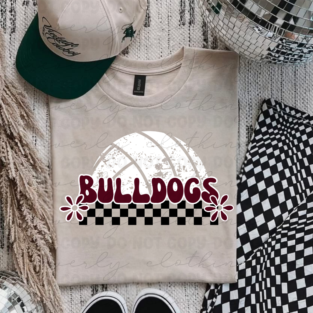Floral Volleyball Bulldog Graphic