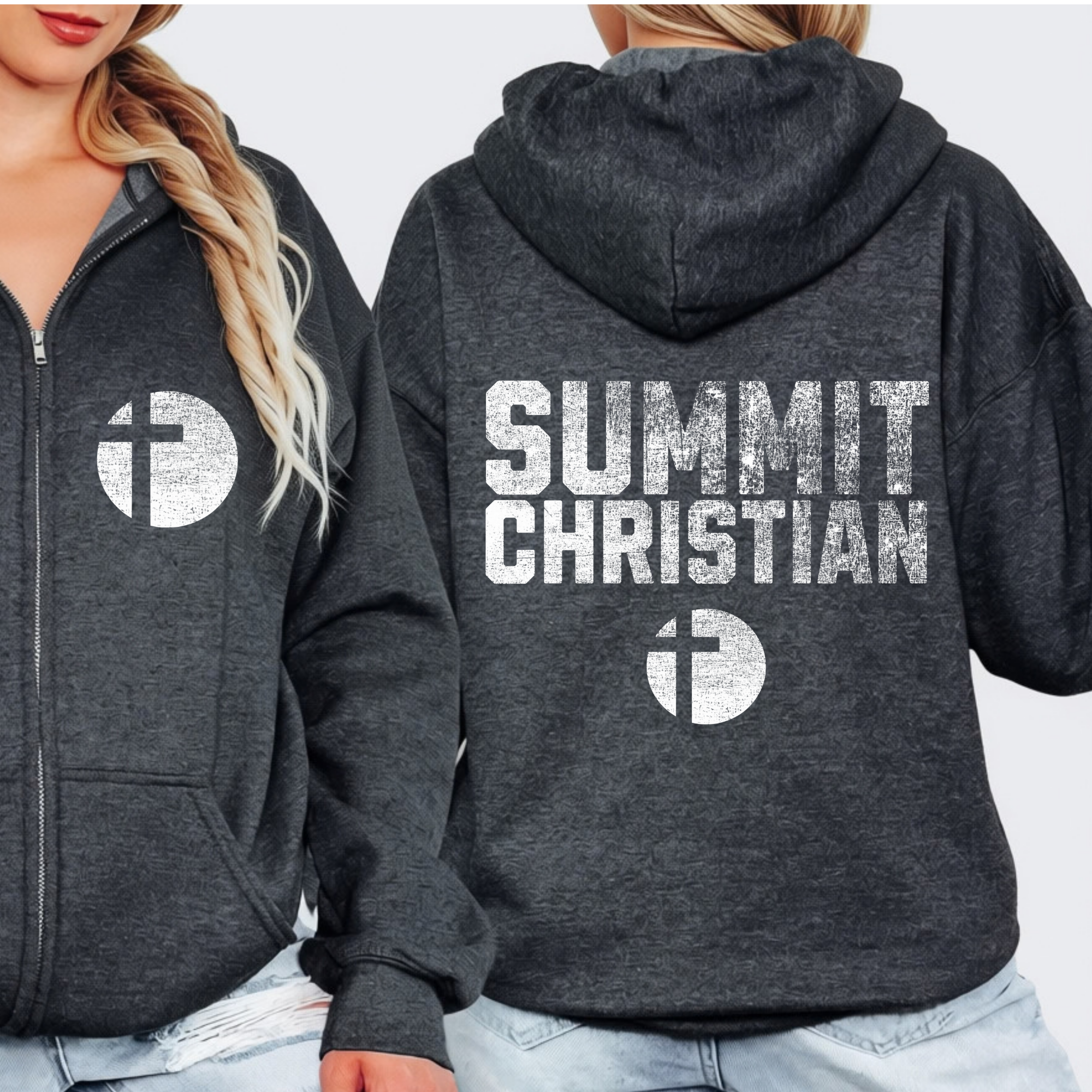 Summit Christian Monotone Mascot Full Zip Hoodie