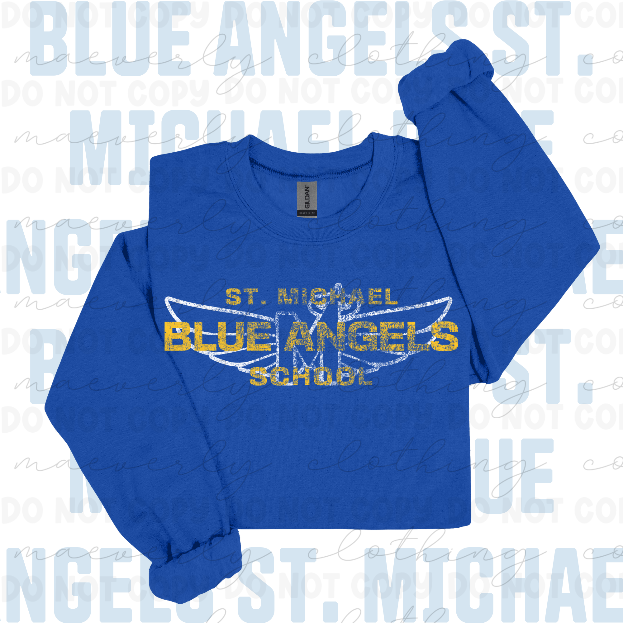 St. Michael Distressed and Stacked Tee/Crewneck