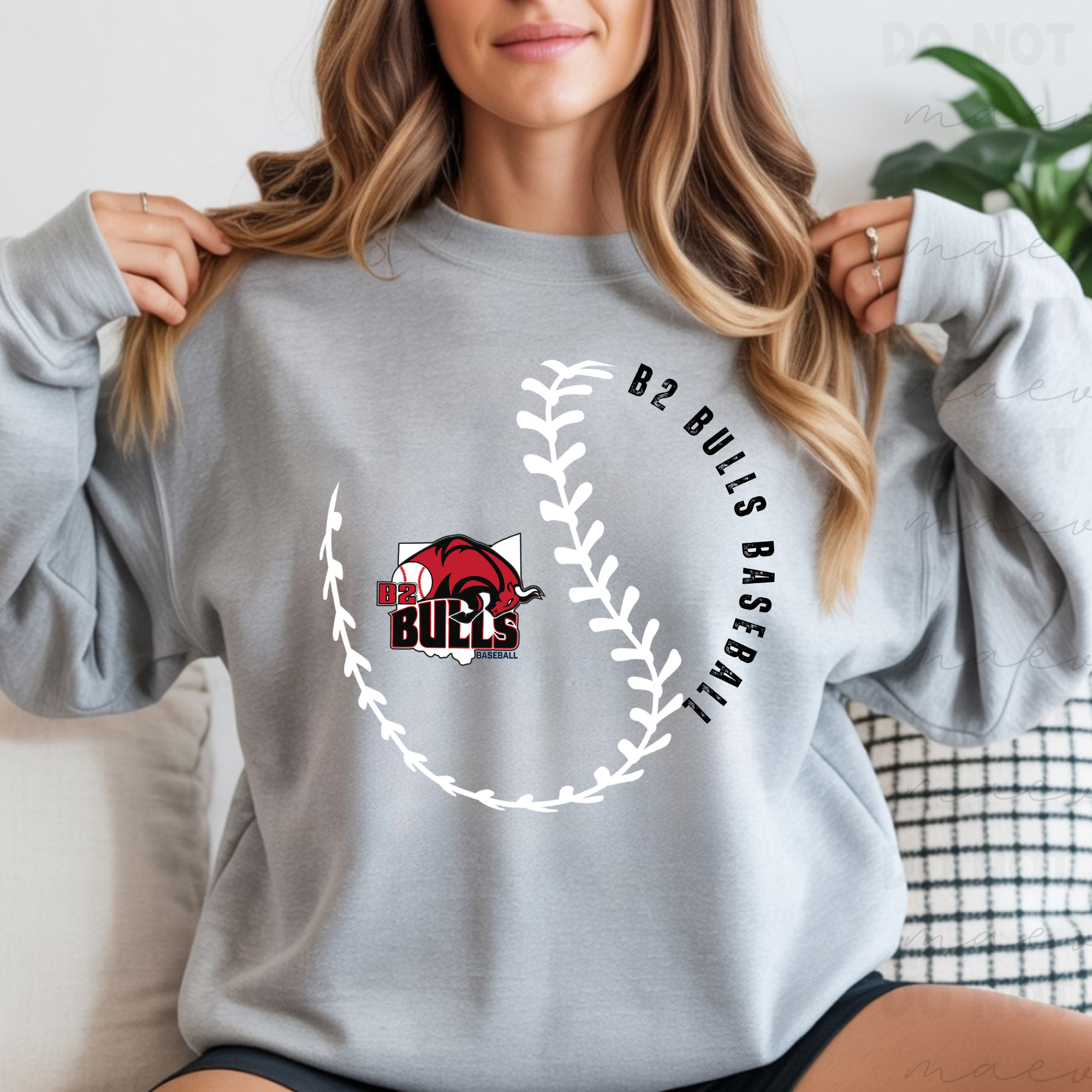 B2 Bulls Baseball Stitched Outline Graphic