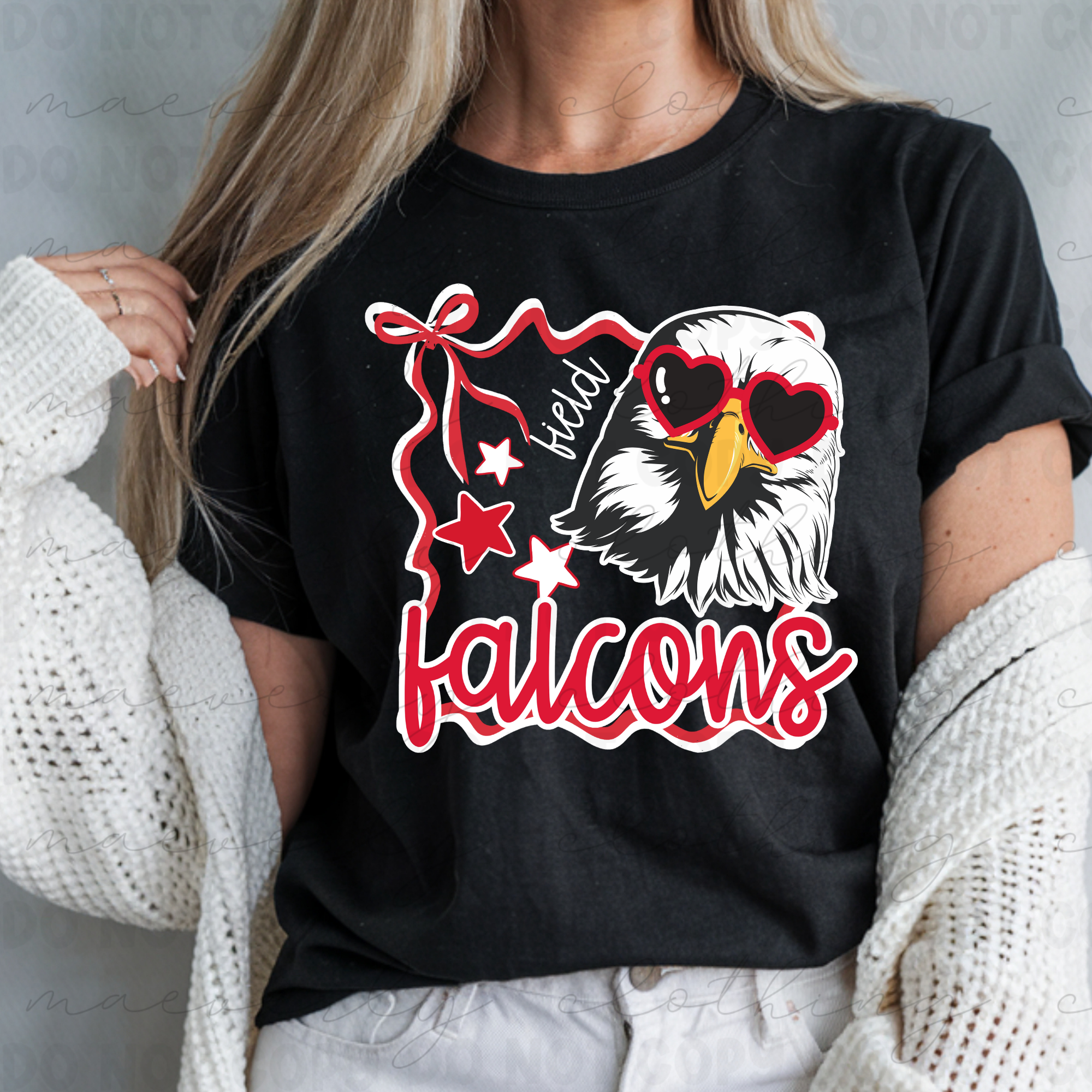 Field Falcons New Coquette Time Mascot Tee/Crewneck