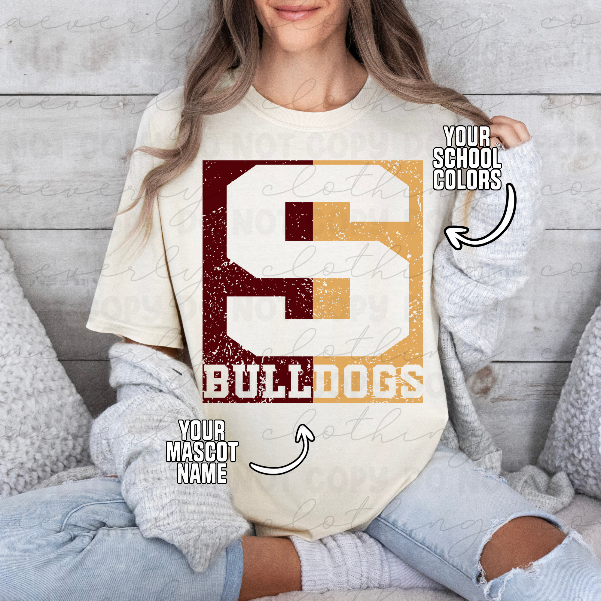 Your School/Mascot Half and Half Tee/Crewneck