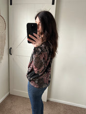 Midnight Blooms Wrap Top - PREORDER