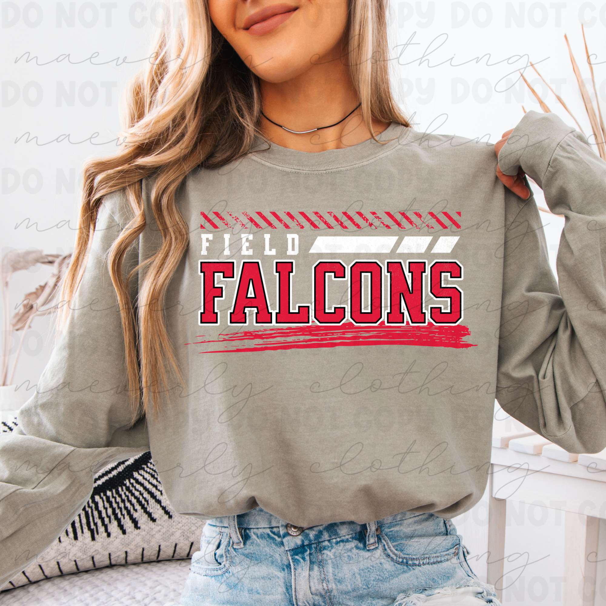 Field Falcons Grunge Time Mascot Tee/Crewneck