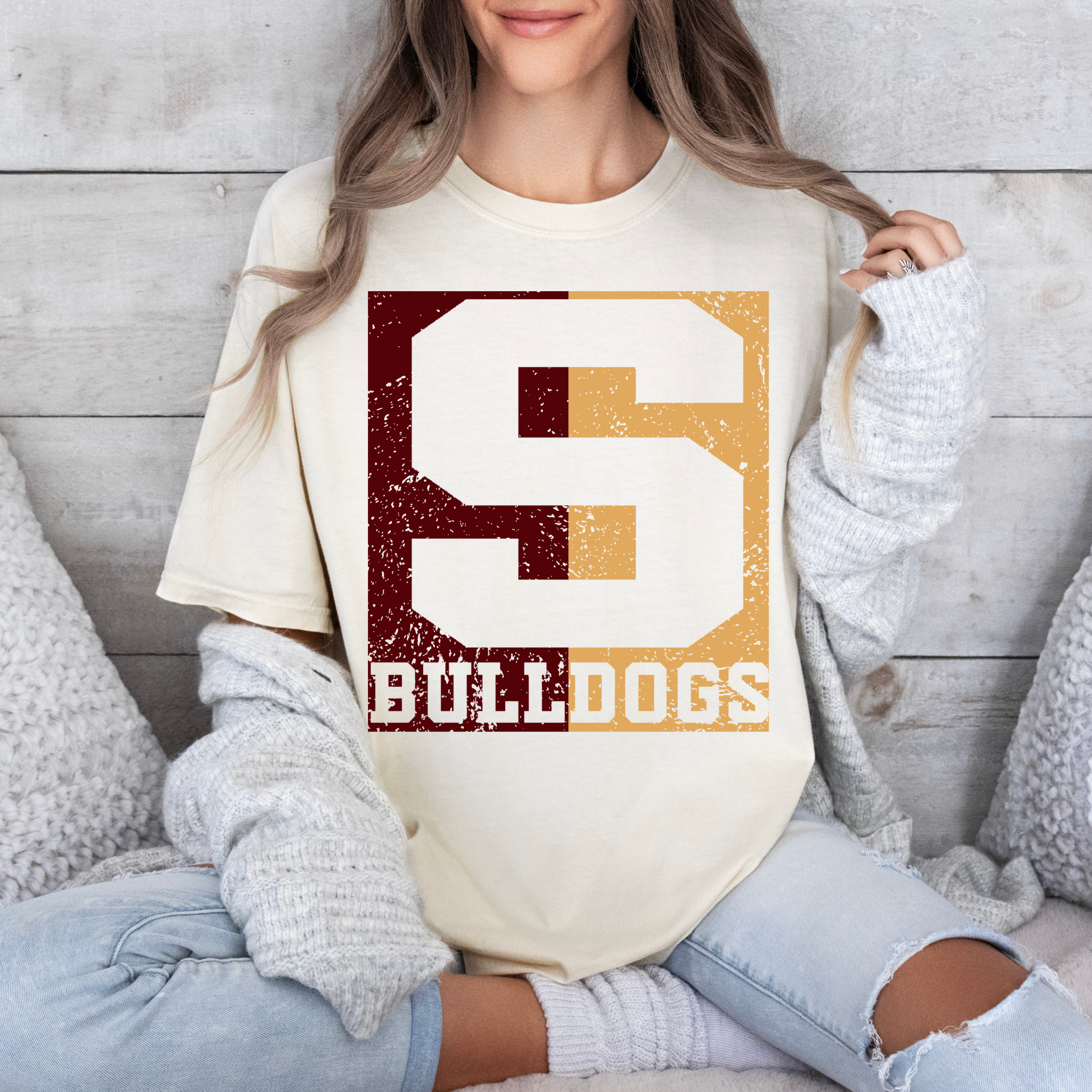 Stow Bulldogs Half and Half Tee/Crewneck