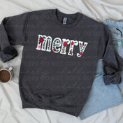 Merry Faux Embroidery Crewneck