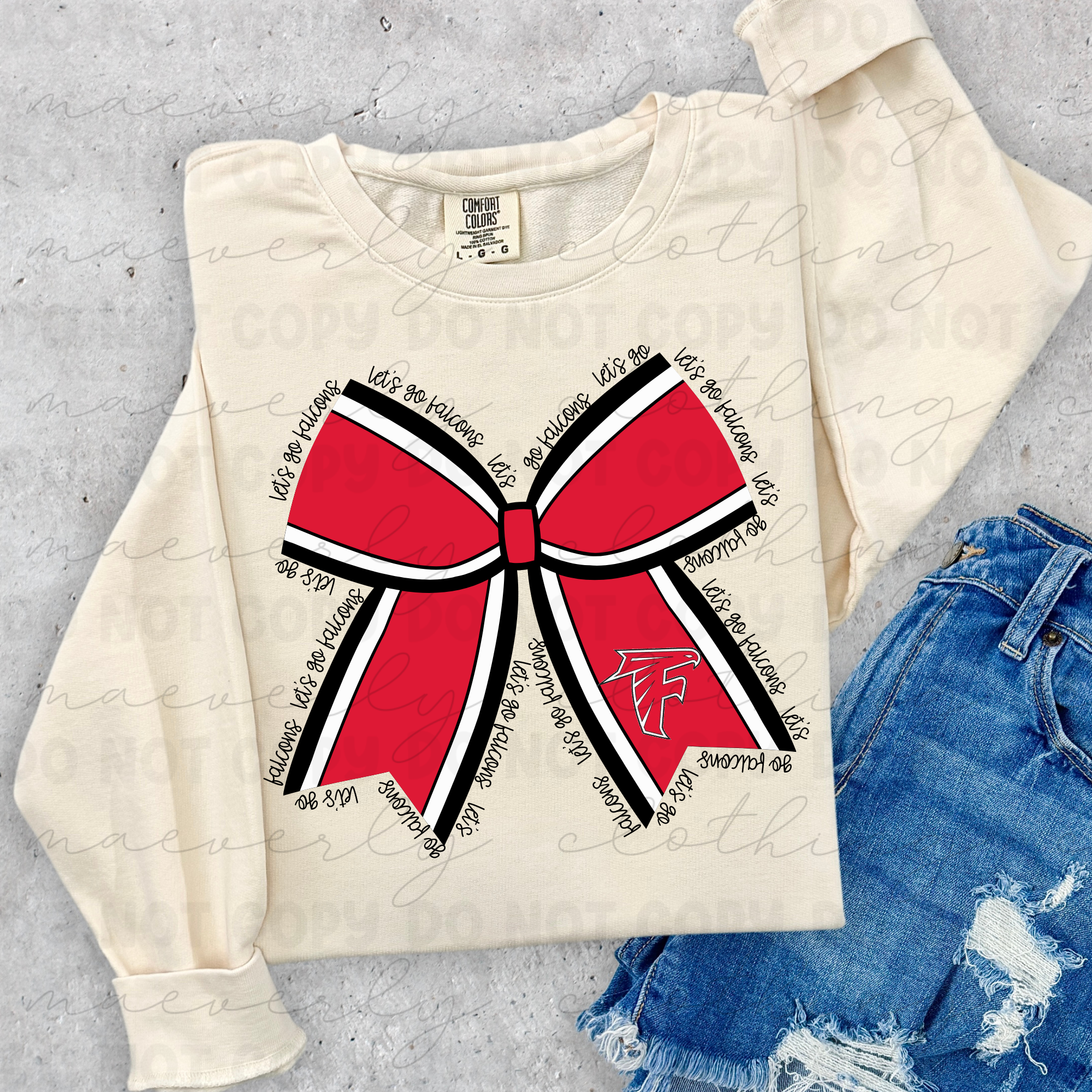 Field Falcons Cheer Bow Mascot Tee/Crewneck