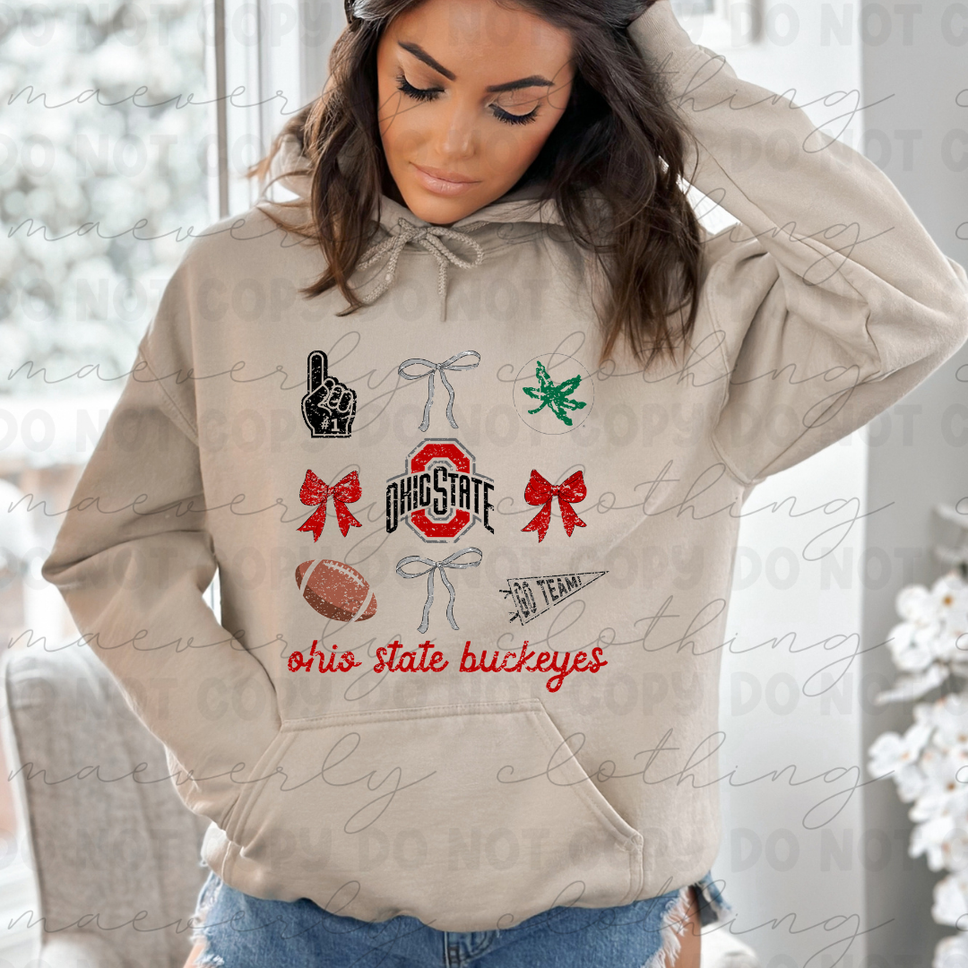 Ohio State Coquette Spirit Squad Collage Tee/Crewneck