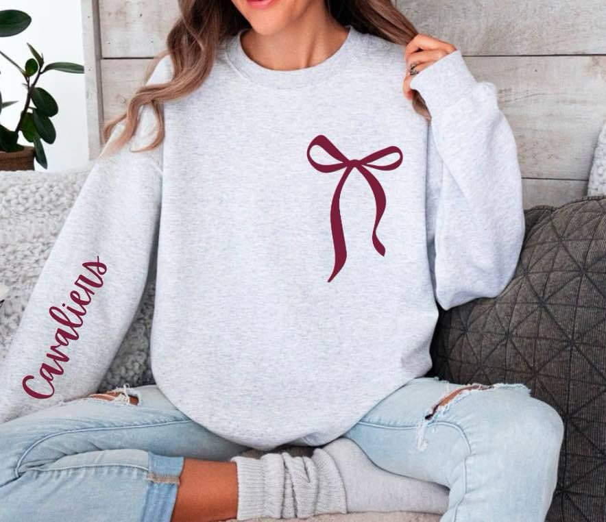 Custom Bow w/ Sleeve Crewneck Sweatshirt - PREORDER