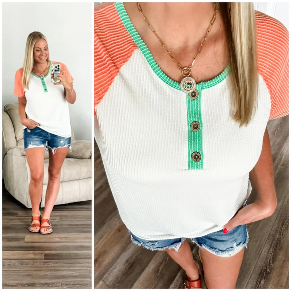 Sunset Stripes Henley Tee - PREORDER