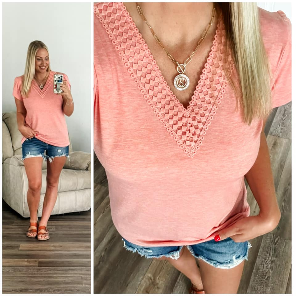 Lace Allure V-Neck Tee - PREORDER
