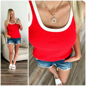 Retro Contrast Ribbed Tank - PREORDER