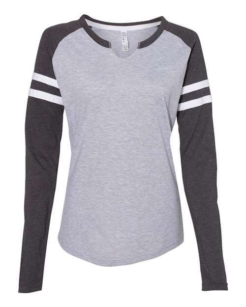 Women's Varsity Long Sleeve Tees - V Neck